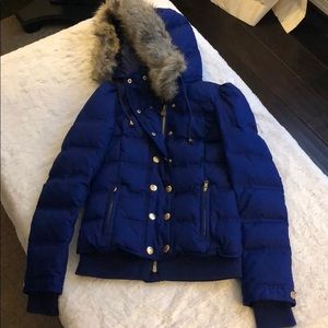 Blue & gold Juicy Couture Puffer Coat petite